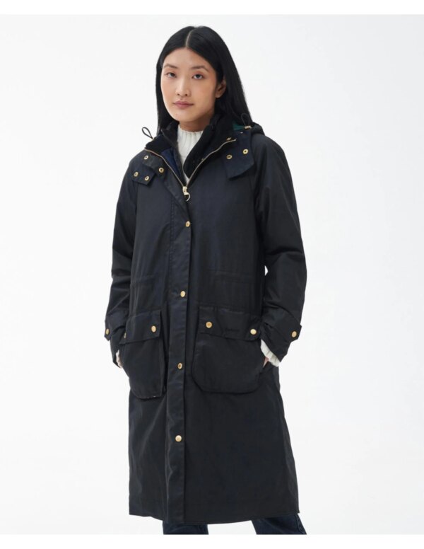 Barbour Long Cannich Waxcoat Women´s (Maat - 14, Kleur - Black/Black/Sage Tartan)