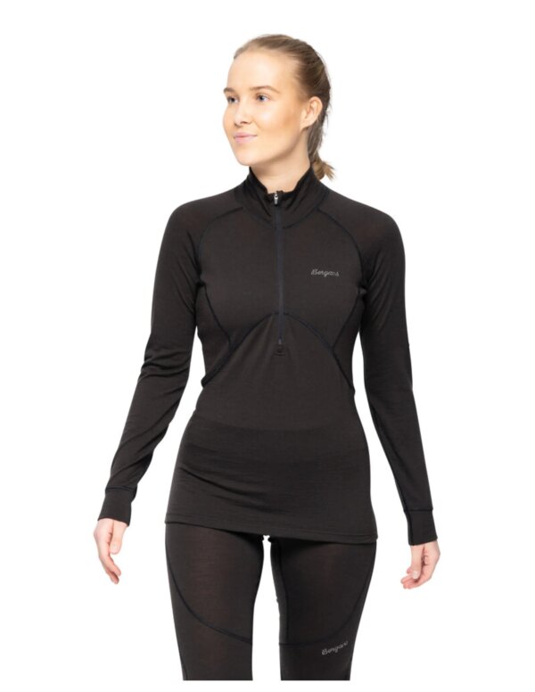 Bergans Inner:Pure Merino Half Zip Women (Maat - XL, Kleur - Black)