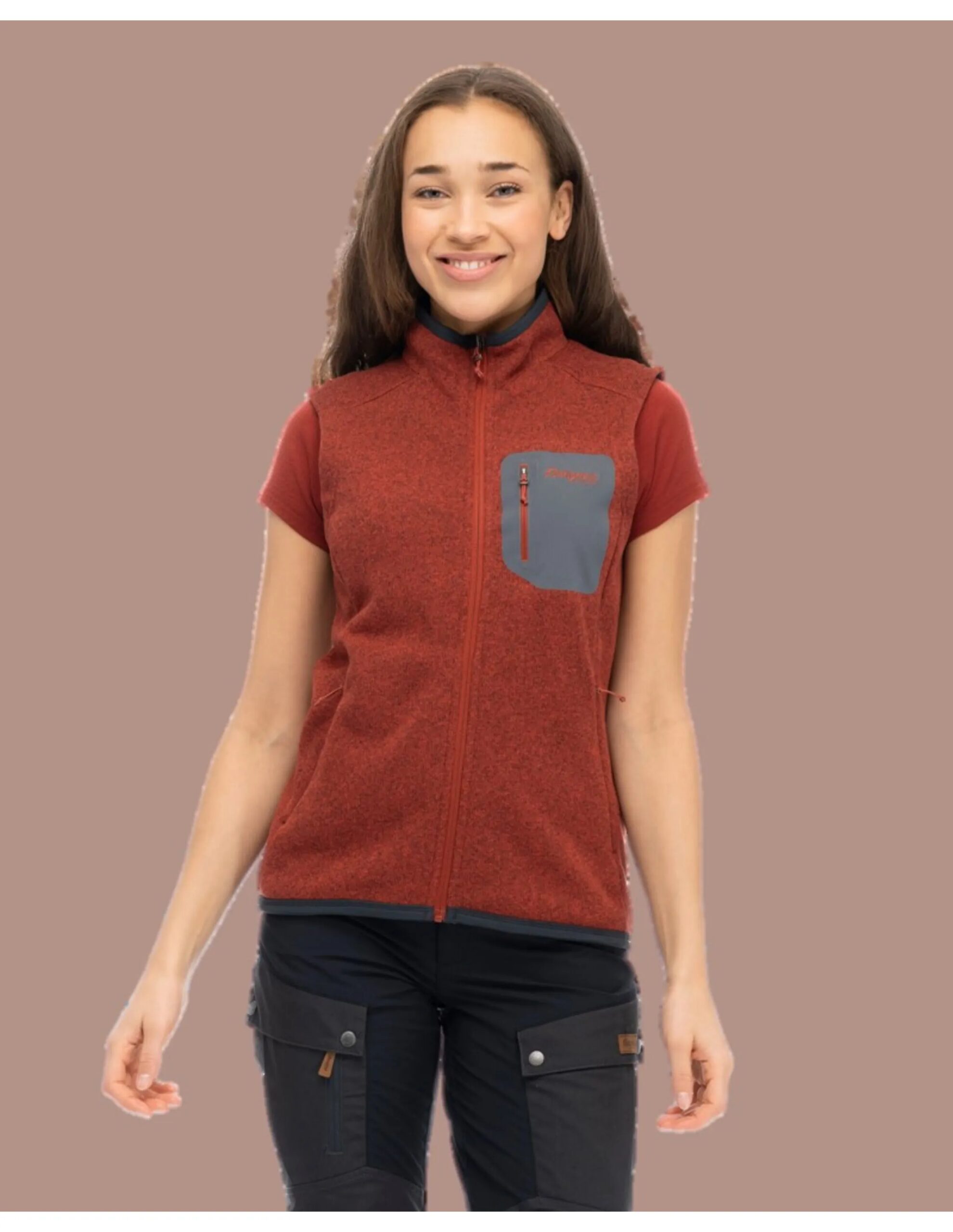 Bergans Kamphaug Knitted Vest Women (Maat – XL, Kleur – Chianti Red)