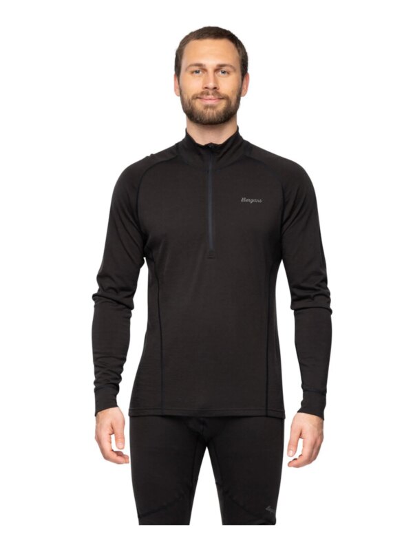 Bergans Men's Inner:Pure Merino Half Zip (Maat - XL, Kleur - Black)