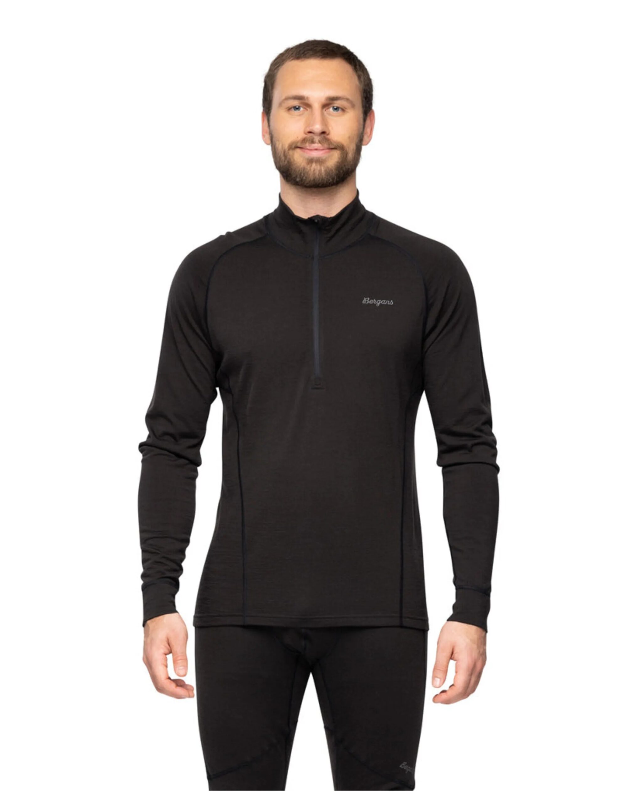 Bergans Men’s Inner:Pure Merino Half Zip (Maat – XL, Kleur – Black)