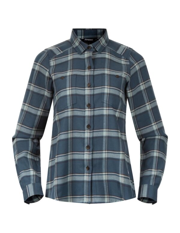 Bergans Tovdal W Shirt (Maat - L, Kleur - Orion Blue/Misty Forest Check)