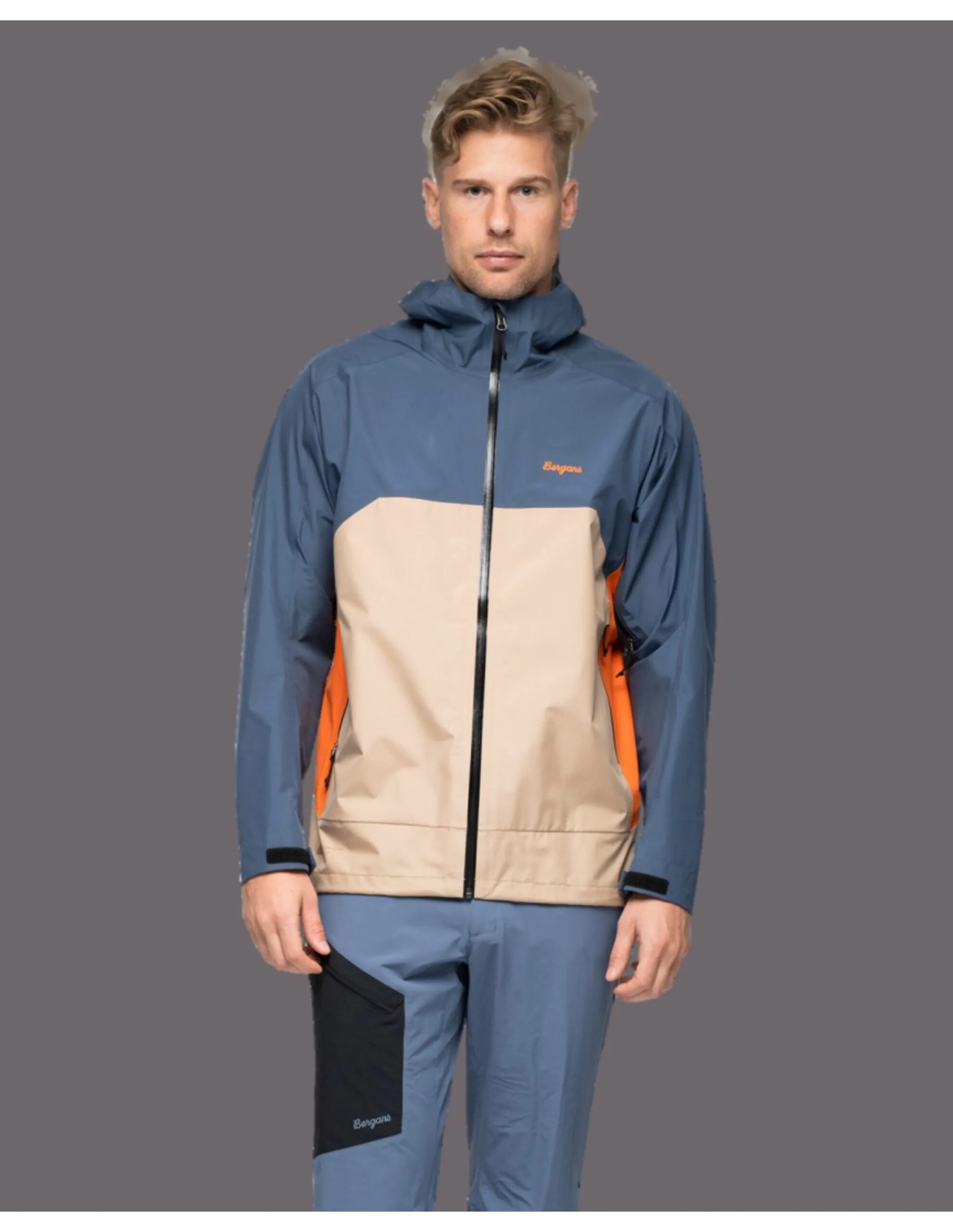 Bergans Vaagaa 3L Shell Jacket Heren (Maat – M, Kleur – Granite Blue/Warm Sand/Alert Orange)
