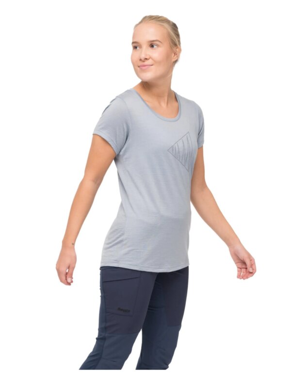 Bergans Vaagaa Adventure Merino Tee Women (Maat - XL, Kleur - Husky Blue/Husky Blue Tr.)