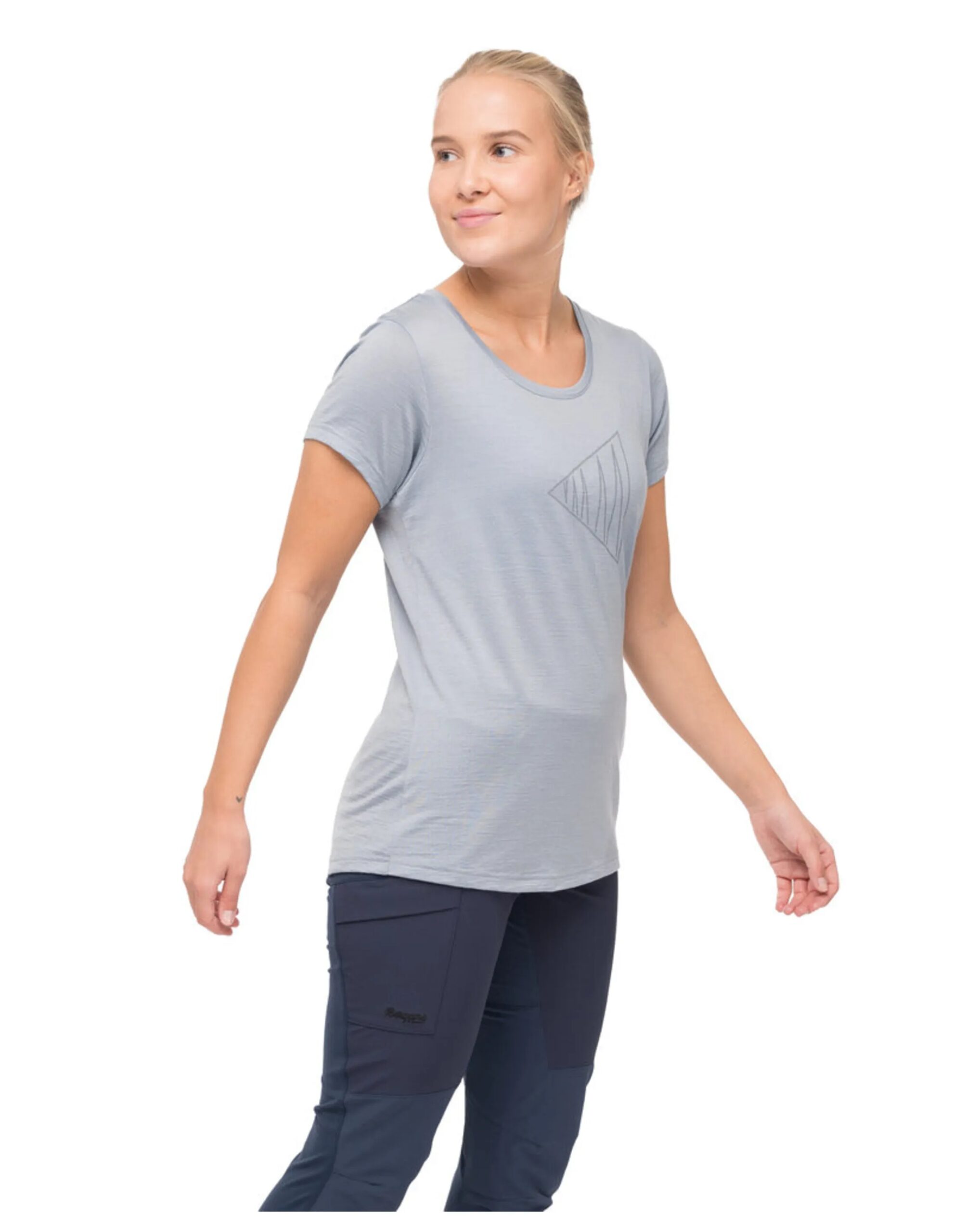 Bergans Vaagaa Adventure Merino Tee Women (Maat – XL, Kleur – Husky Blue/Husky Blue Tr.)