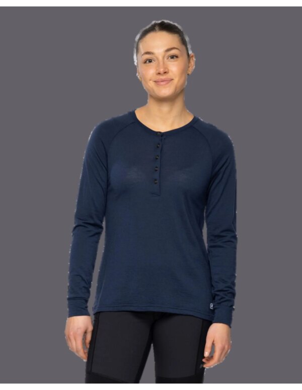 Bergans Women's Lysebu Wool Henley (Maat - XL, Kleur - Navy Blue)
