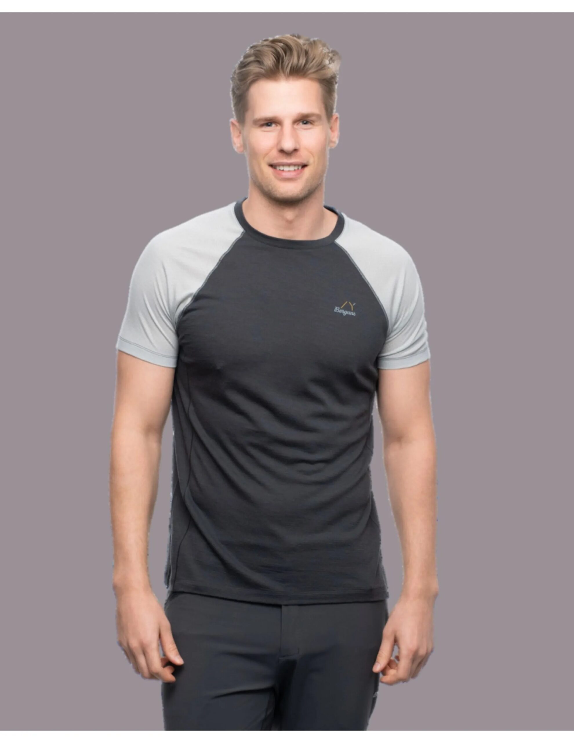 Bergans Y LightLine Merino Tee Heren (Maat – XS, Kleur – Dark Shadow Grey/Pearl Grey)