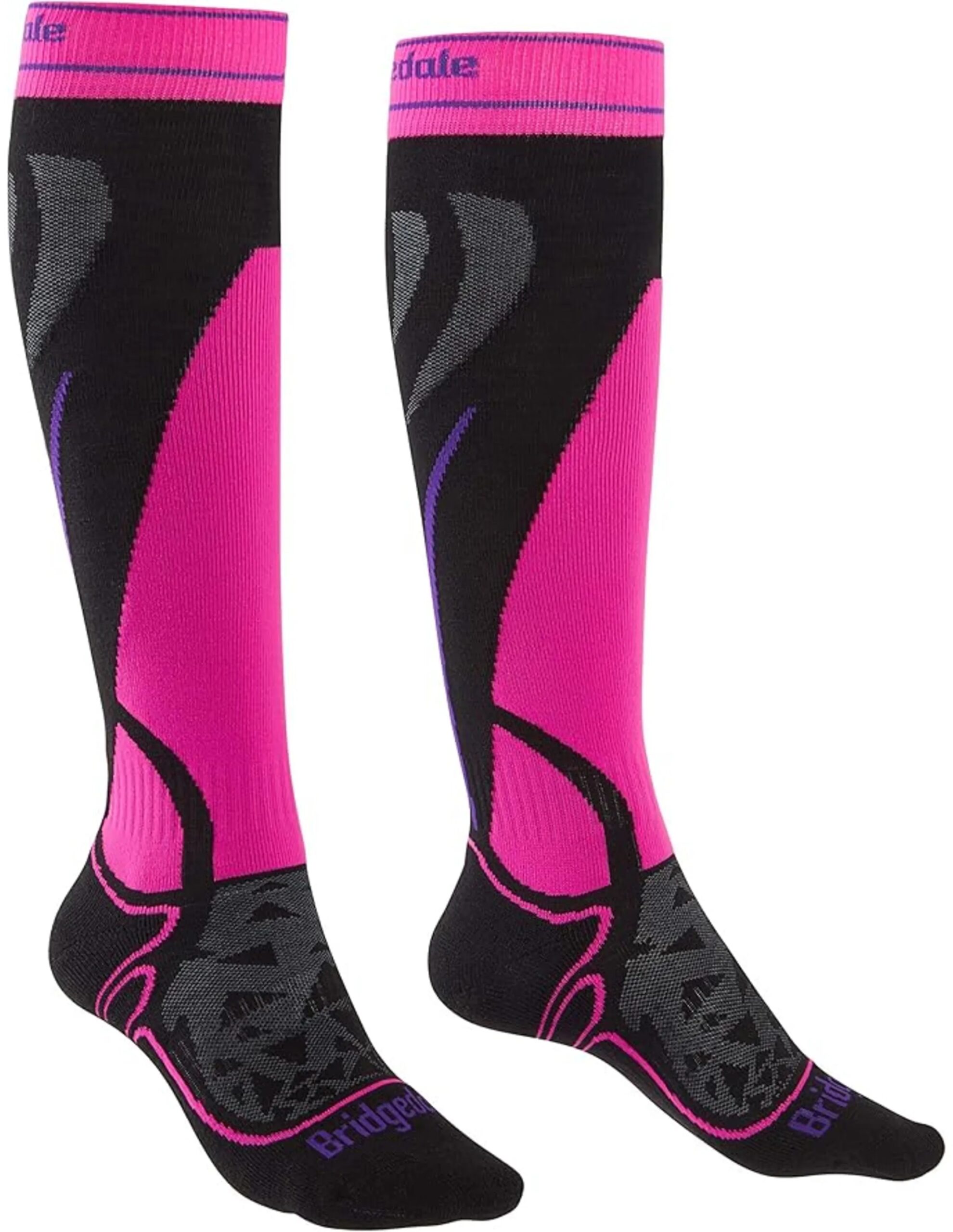 Bridgedale Ski Easy On Endurance Lange Skisokken Dames (Maat – S, Kleur – Black/Fluro Pink)