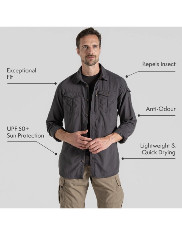Craghoppers NosiLife Adventure LS Shirt III Heren (Maat - M, Kleur - Black Pepper)