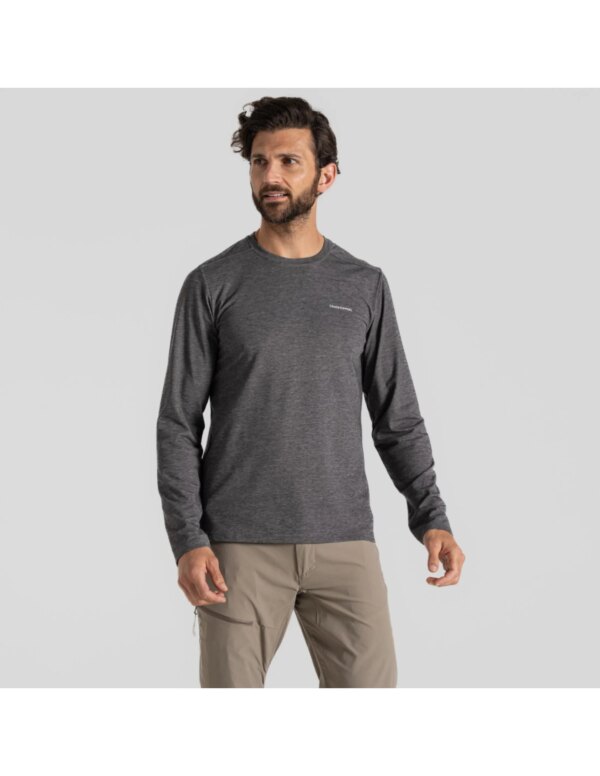 Craghoppers Nosilife Abel LS T-Shirt Heren (Maat - XL, Kleur - Black Pepper Marl)