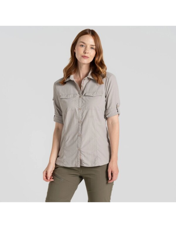 Craghppers NosiLife Adventure LS Shirt III Dames (Maat - 12, Kleur - Soft Mushroom)