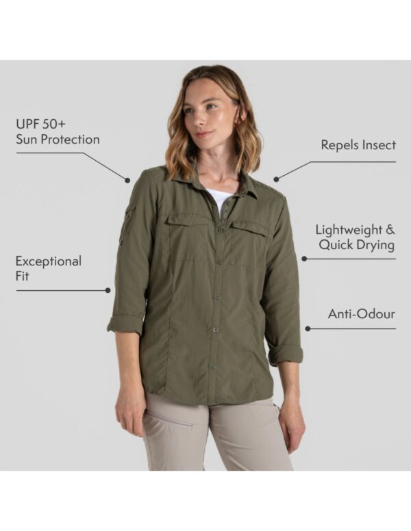 Craghppers NosiLife Adventure LS Shirt III Dames (Maat - 16, Kleur - Wild Olive)