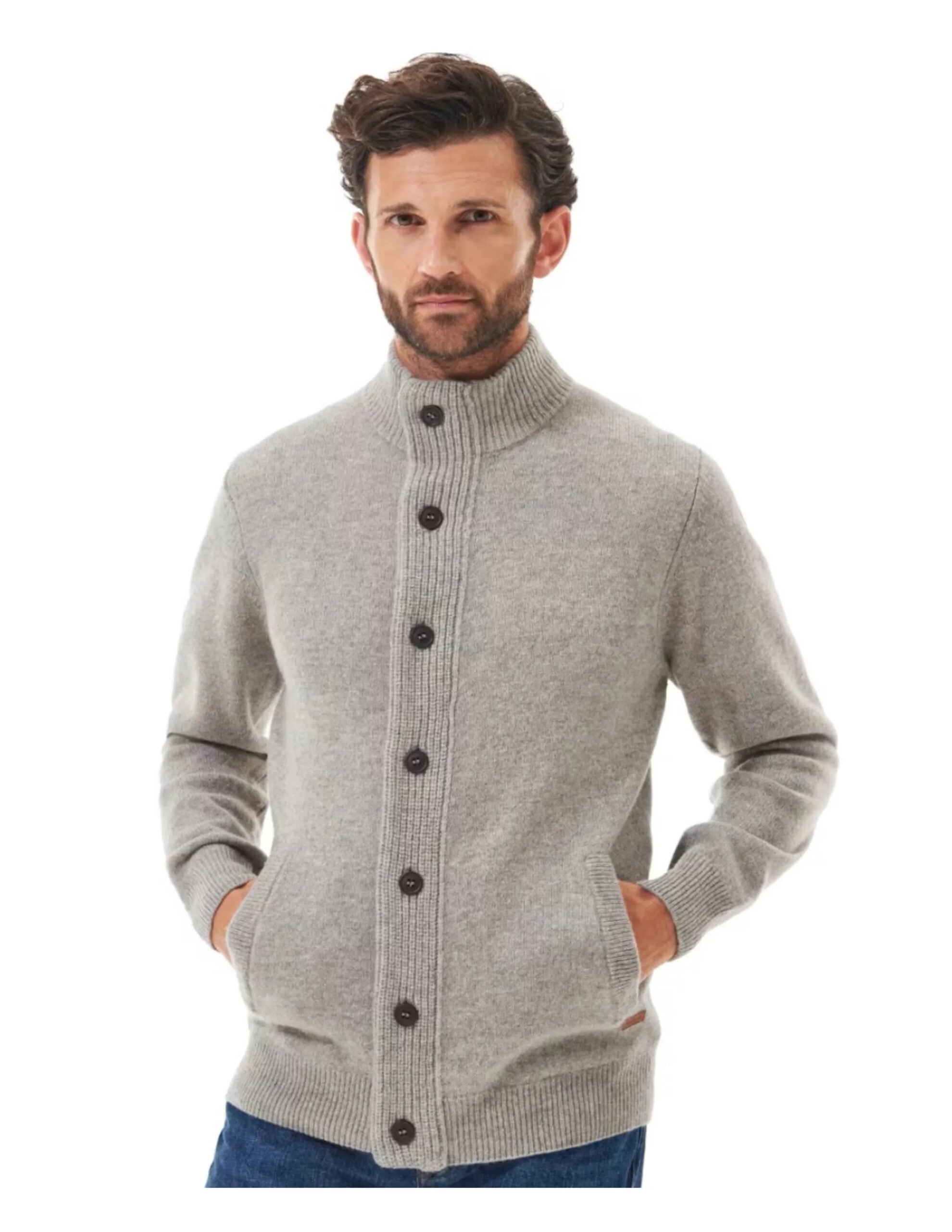 Essential Patch Zip Thr. Knitted Jumper (Maat – L, Kleur – New Stone)