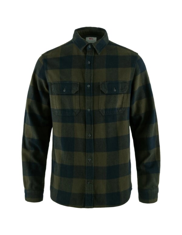 Fjallraven Men's Övik Heavy Flannel Shirt (Maat - L, Kleur - Deep Forest-Dark Navy)