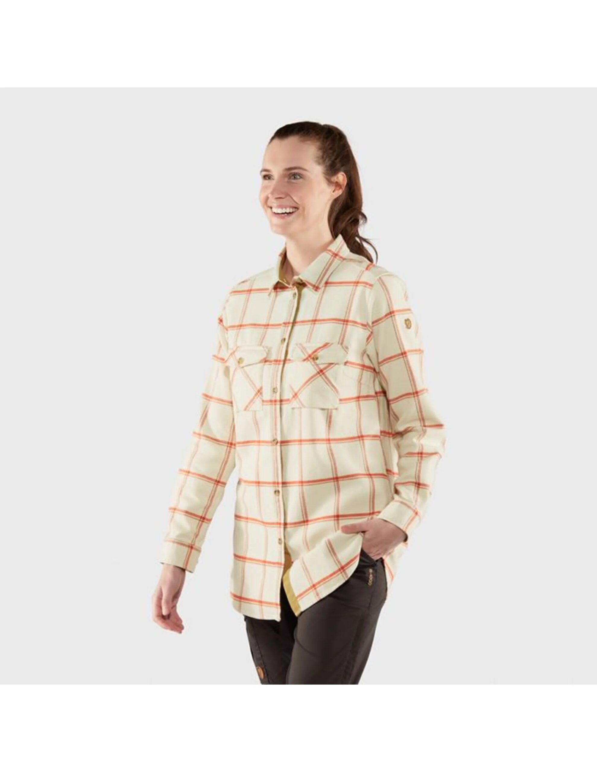 Fjällräven Övik Twill Shirt (Maat – L, Kleur – Chalk White-Cabin Red)