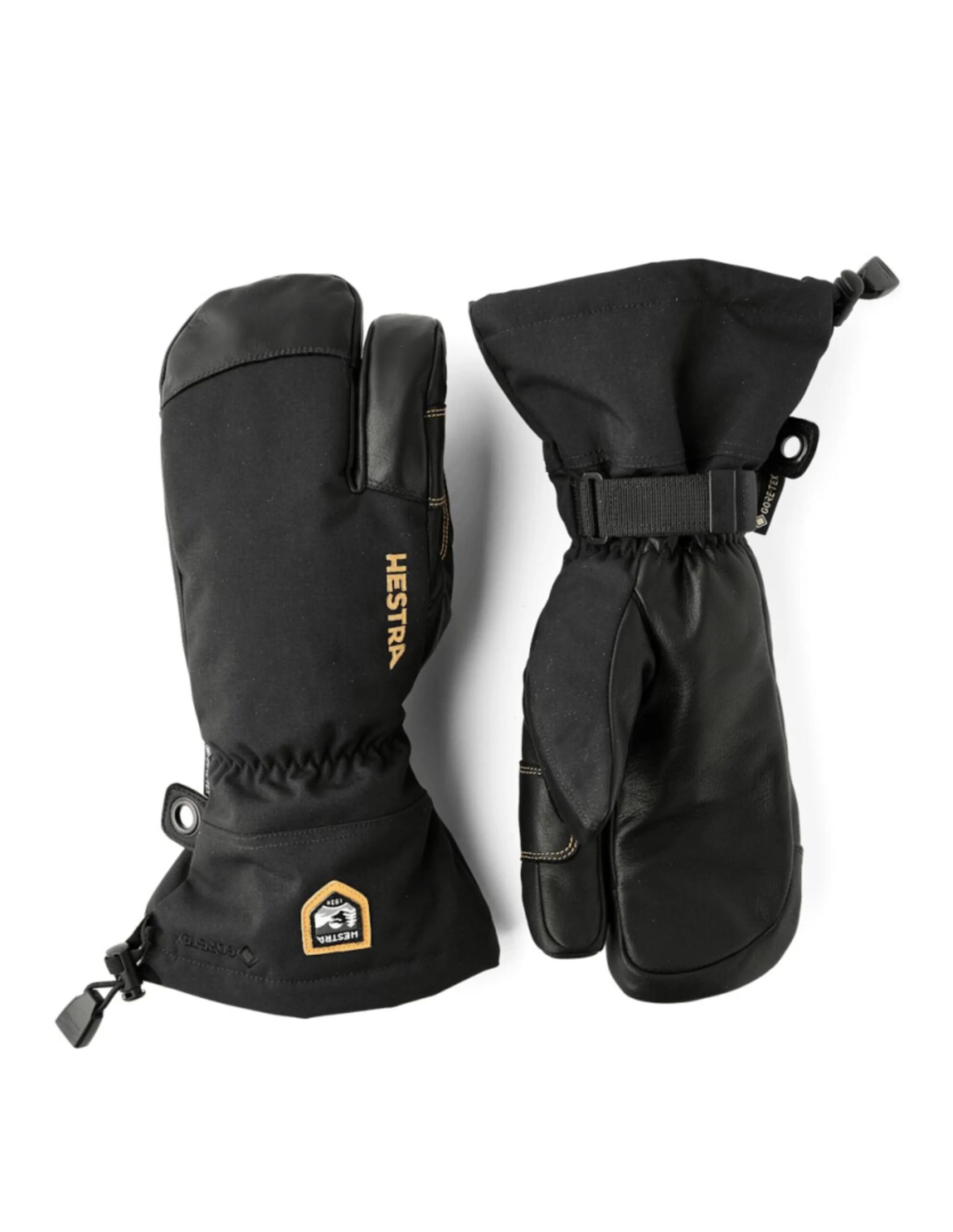 Hestra Army Leather GTX – 3 Vinger Handschoen (Maat – 7, Kleur – Black/Black)
