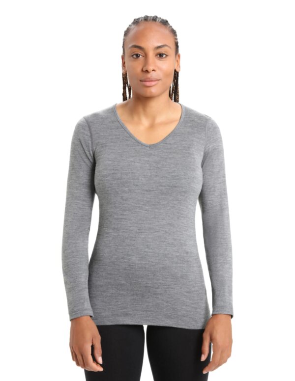 Icebreaker 200 Oasis V-Neck Top Women´s (Maat - M, Kleur - Gritstone HTHR)