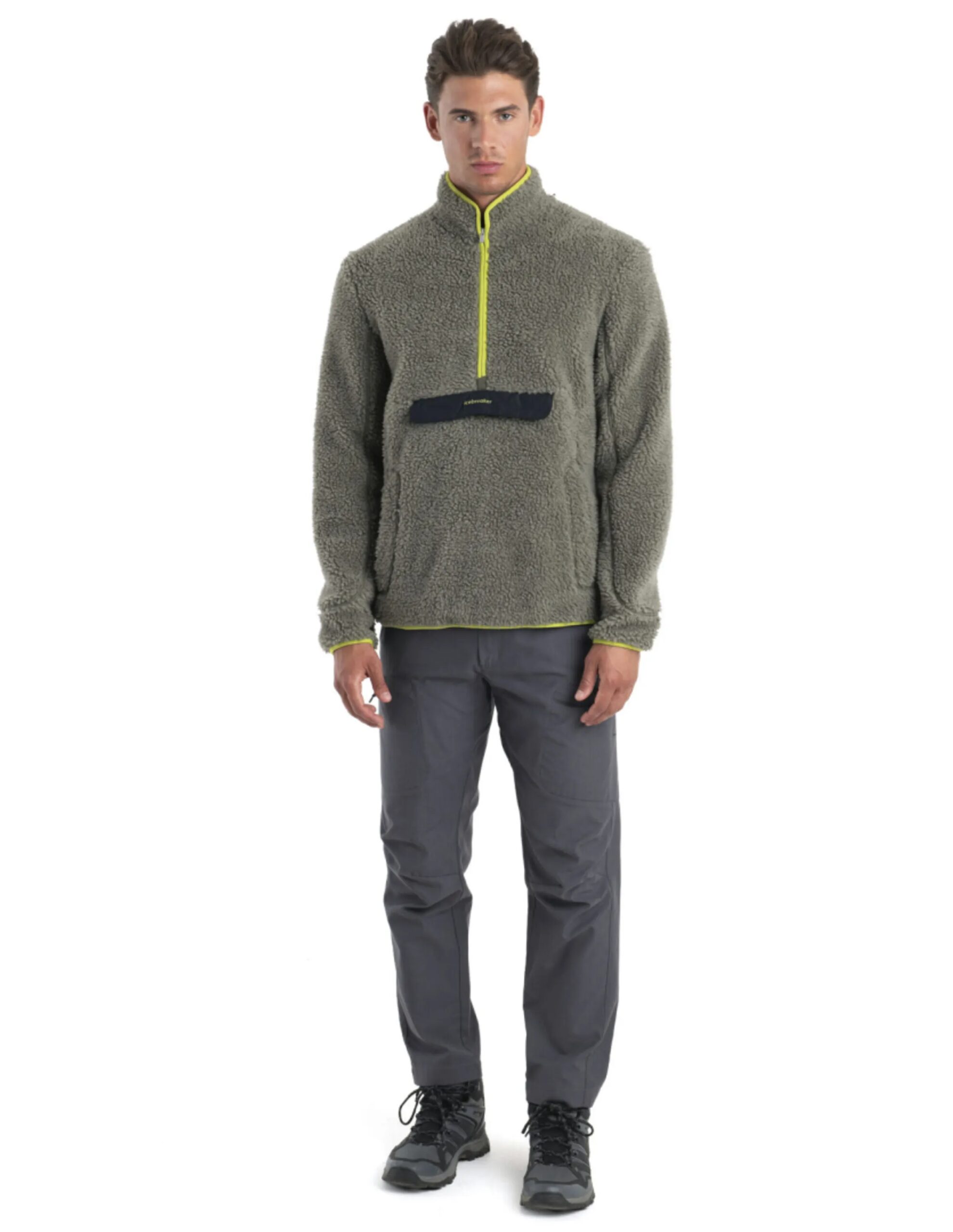Icebreaker ICL RealFleece High Pile Half Zip Jacket Men´s (Maat – M, Kleur – Loden/Black/Bio Lime/Cb)