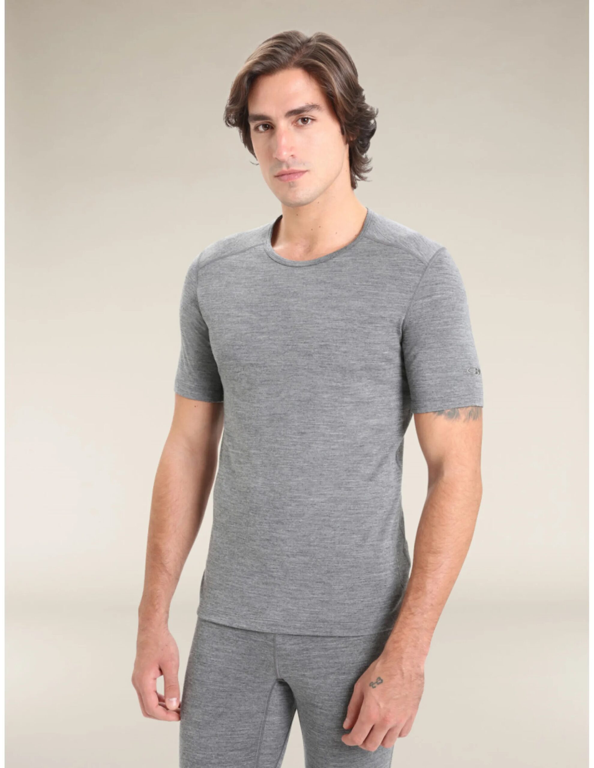 Icebreaker Men’s 200 Oasis SS Crewe Thermal Top (Maat – XXL, Kleur – Gritstone Heather-013)
