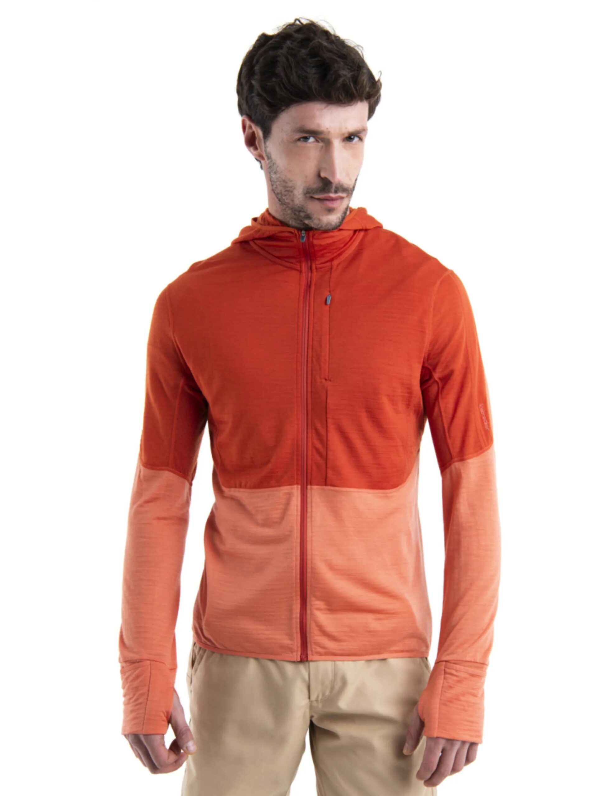 Icebreaker Men’s 200 Realfleece Descender LS Zip H (Maat – M, Kleur – Molten/Ember/C)