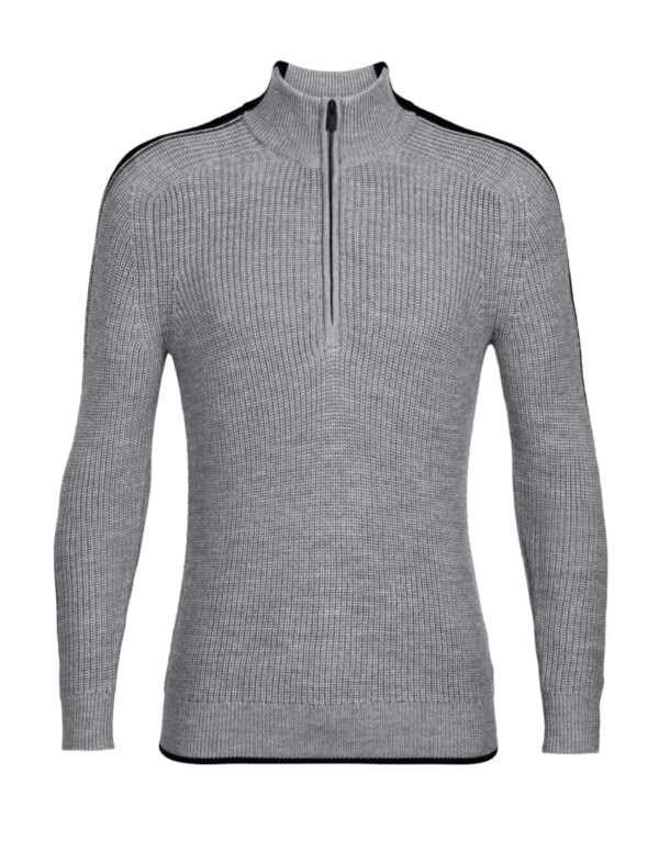Icebreaker Men's Lodge LS Half Zip Sweater (Maat - S, Kleur - Gritstone Heather/Black)