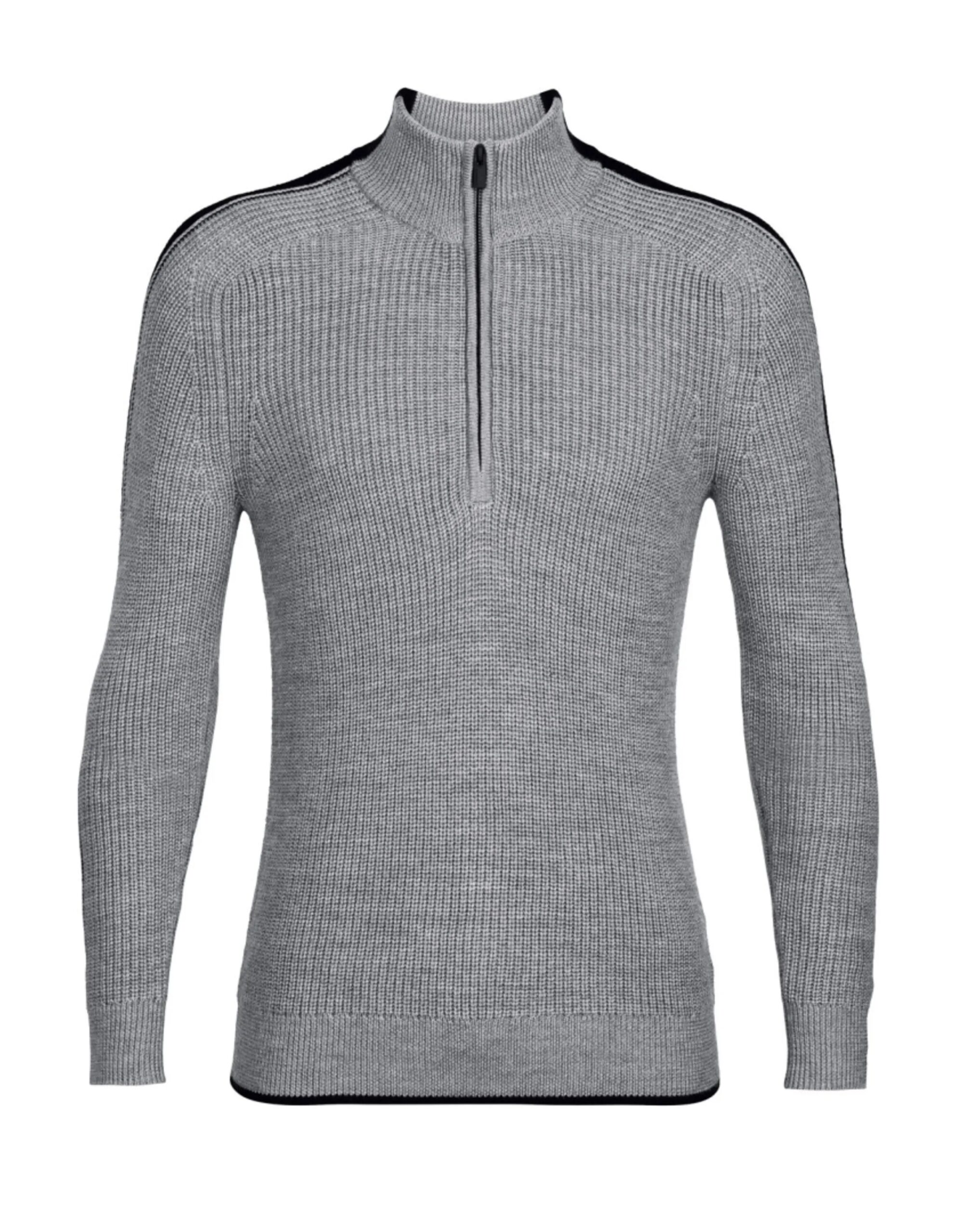 Icebreaker Men’s Lodge LS Half Zip Sweater (Maat – S, Kleur – Gritstone Heather/Black)