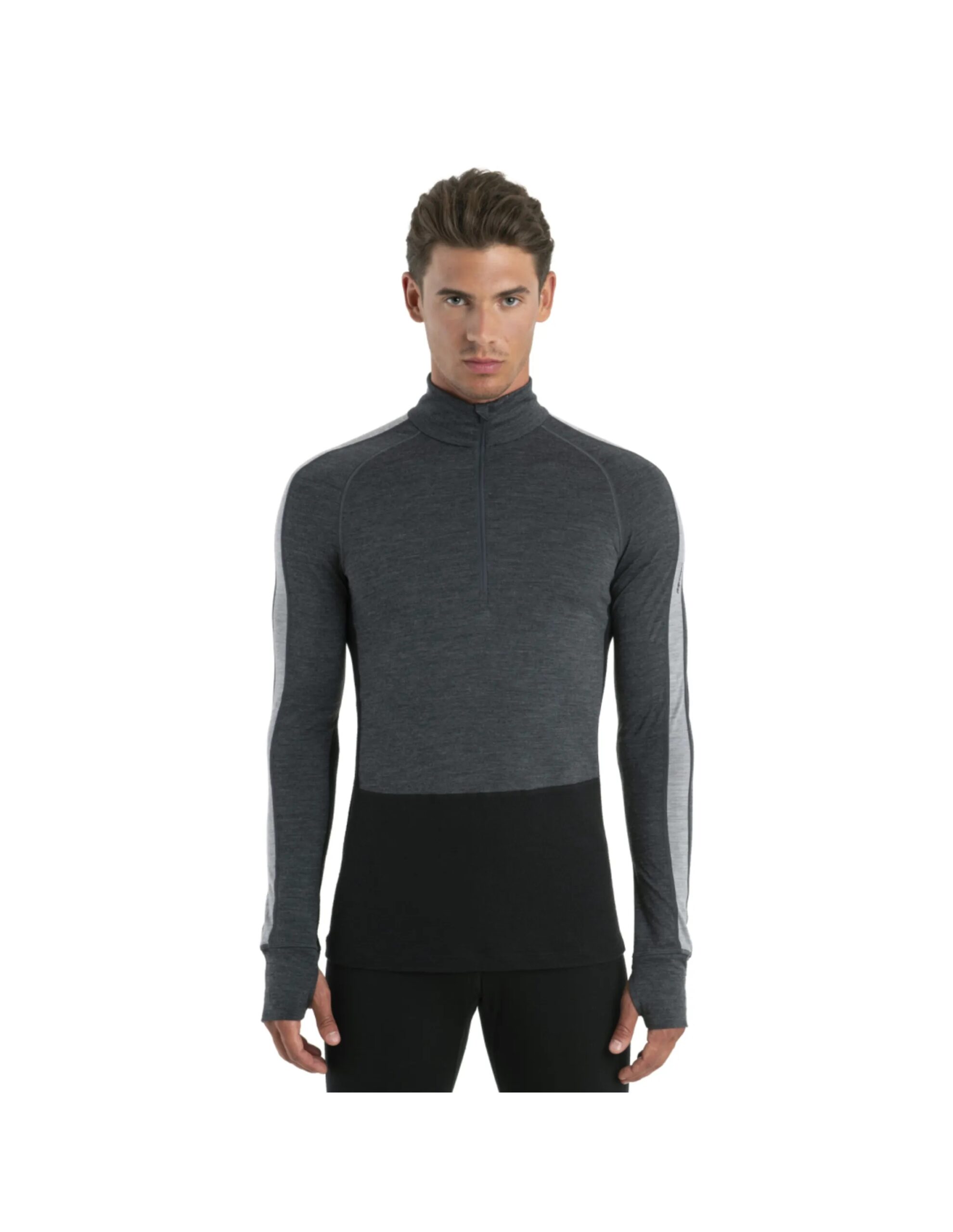 Icebreaker Men’s Merino ZoneKnit 200 LS Half Zip Thermal Top (Maat – XL, Kleur – Jet Heather/Black/Metro Heather/Cb)