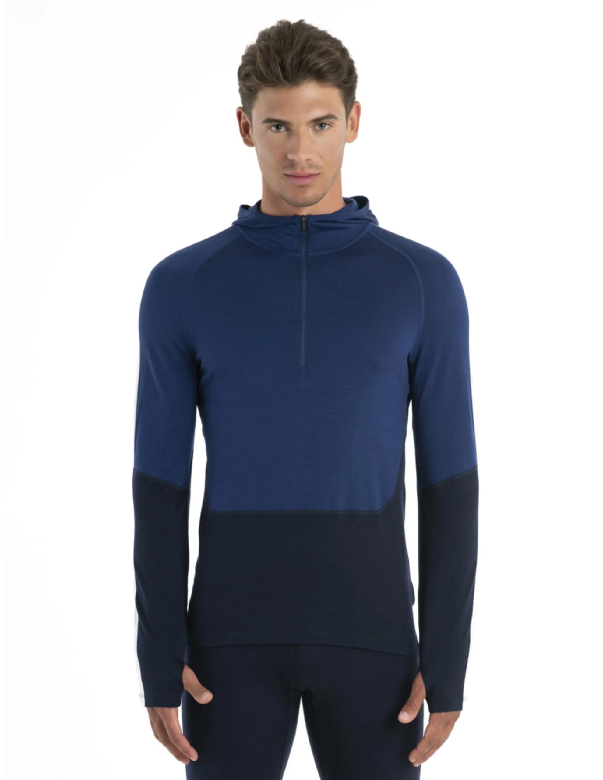 Icebreaker Mer 200 Sonebula LS Half Zip Hood Men´s (Maat – XL, Kleur – Mid Nvy/Royal Nvy/Snow/Cb)