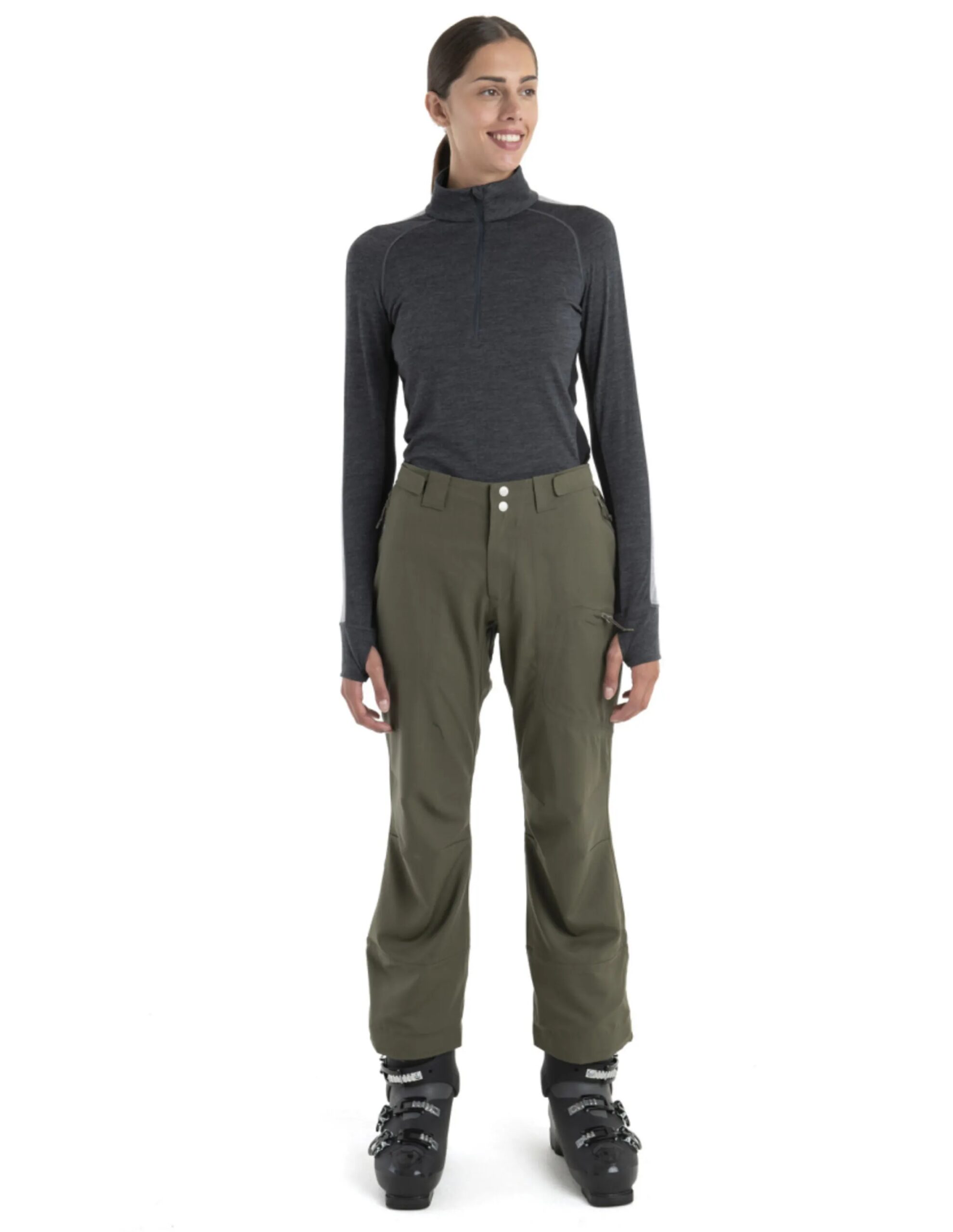 Icebreaker Mer ZoneKnit 200 LS Half Zip Thermal Top Women´s (Maat – S, Kleur – Jet Hthr/Blk/Metro H/Cb)
