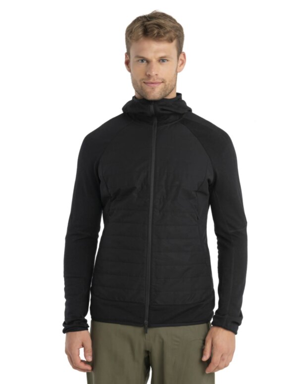 Icebreaker Merino Quantum Hybrid Zip Hoodie Men´s (Maat - M, Kleur - Black)