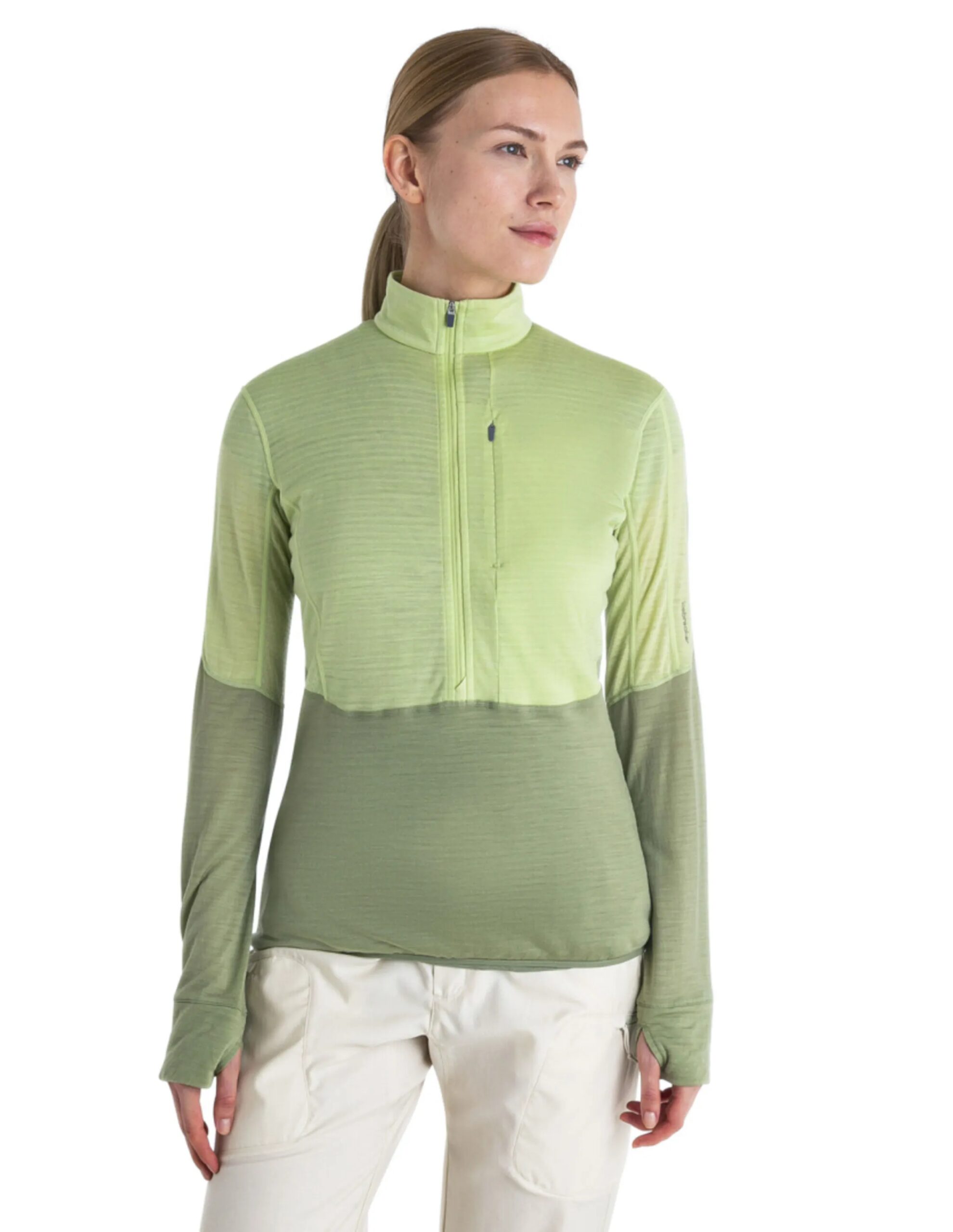 Icebreaker Women’s 200 Realfleece Descender LS Zip Hoodie (Maat – XL, Kleur – Glazn/Lichen/C)