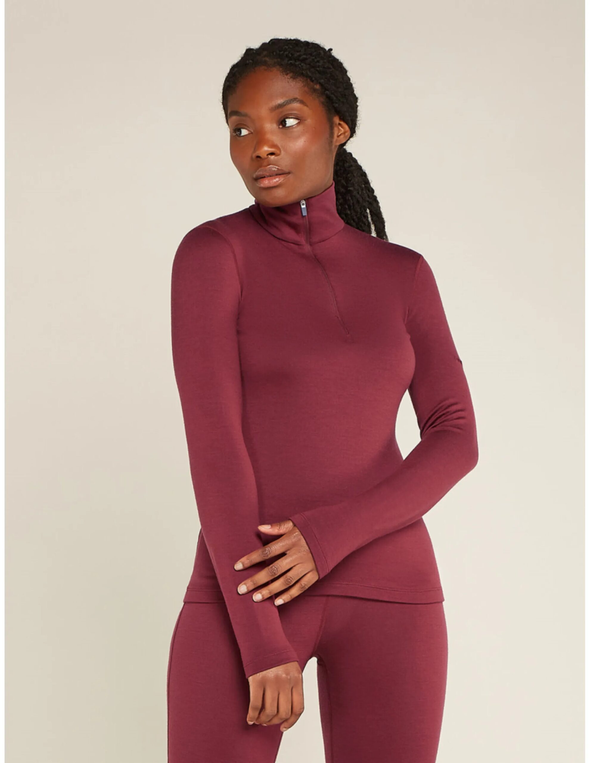 Icebreaker Women’s 260 Tech Thermal Top Half Zip (Maat – L, Kleur – Port)