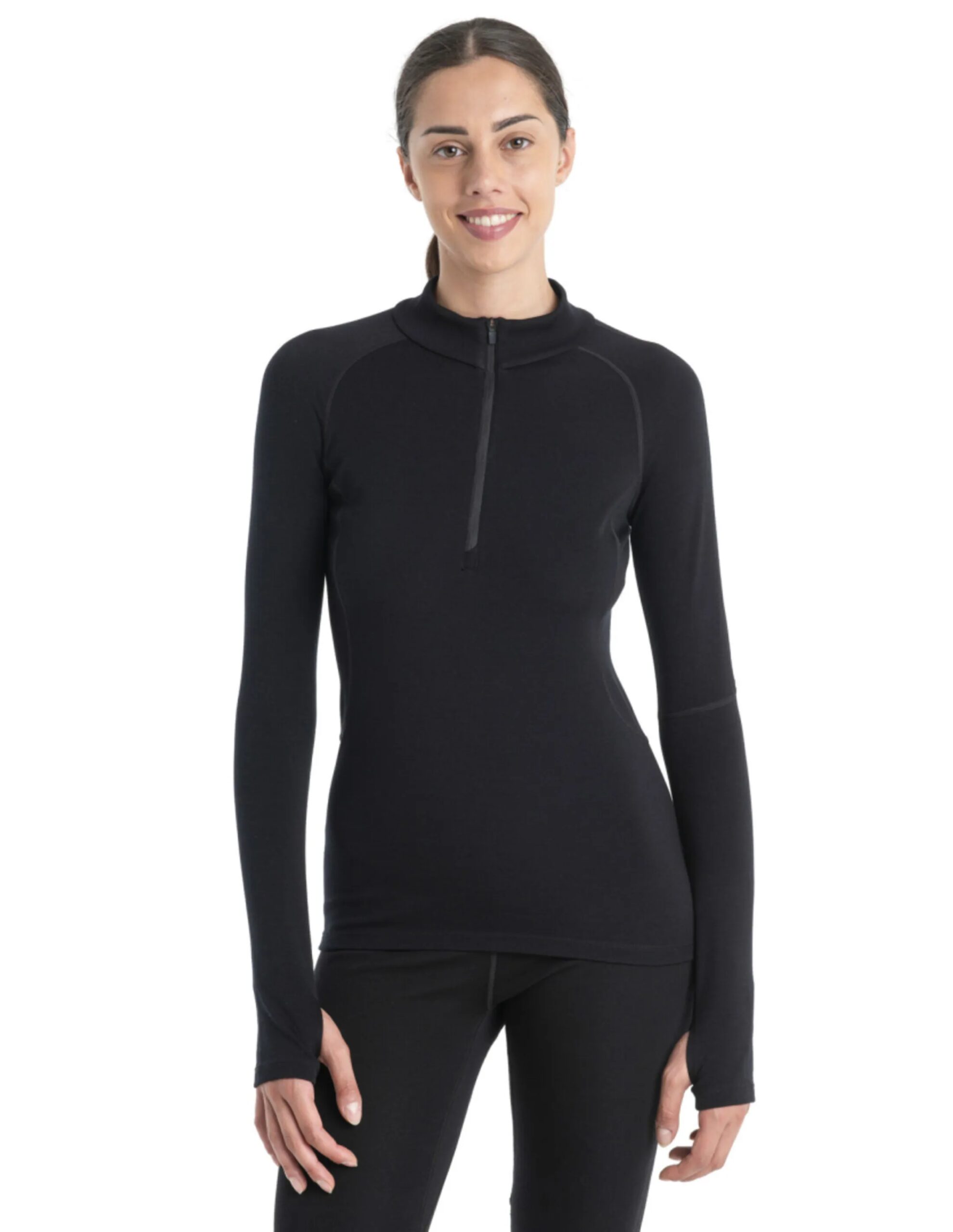 Icebreaker Women’s 300 MerinoFine Polar Half Zip Thermal Top (Maat – S, Kleur – Black)