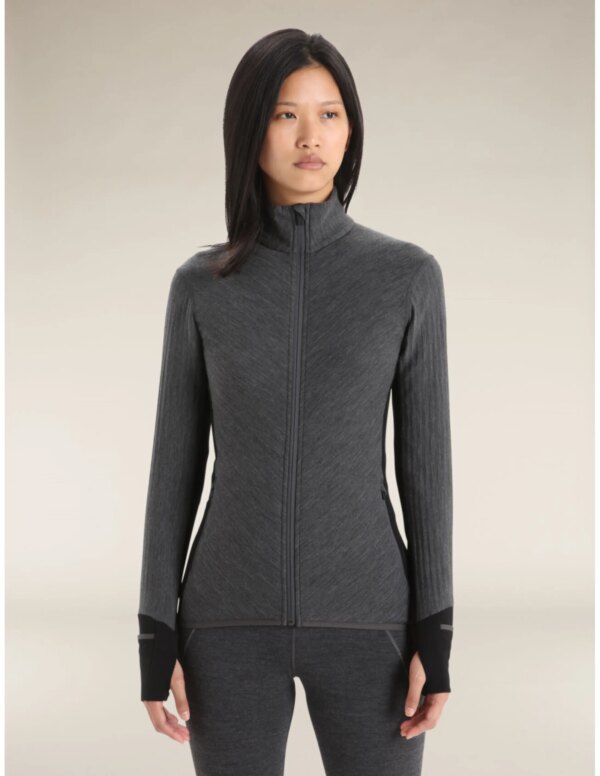Icebreaker Women's Descender Zip Jacket (Maat - L, Kleur - Jet heather/Black)