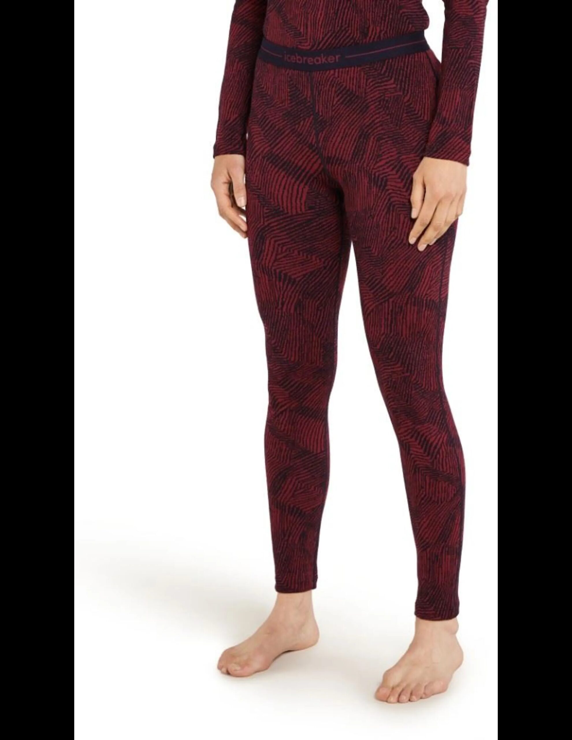 Icebreaker Women’s Merino 260 Vertex Leggings Frozen Forms (Maat – S, Kleur – Black/Port/J)