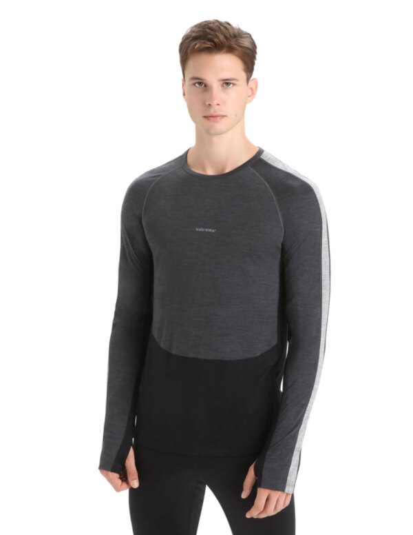 Icebreaker ZoneKnit 125 LS Crewe Top Men´s (Maat - XXL, Kleur - Jet heather/Black)