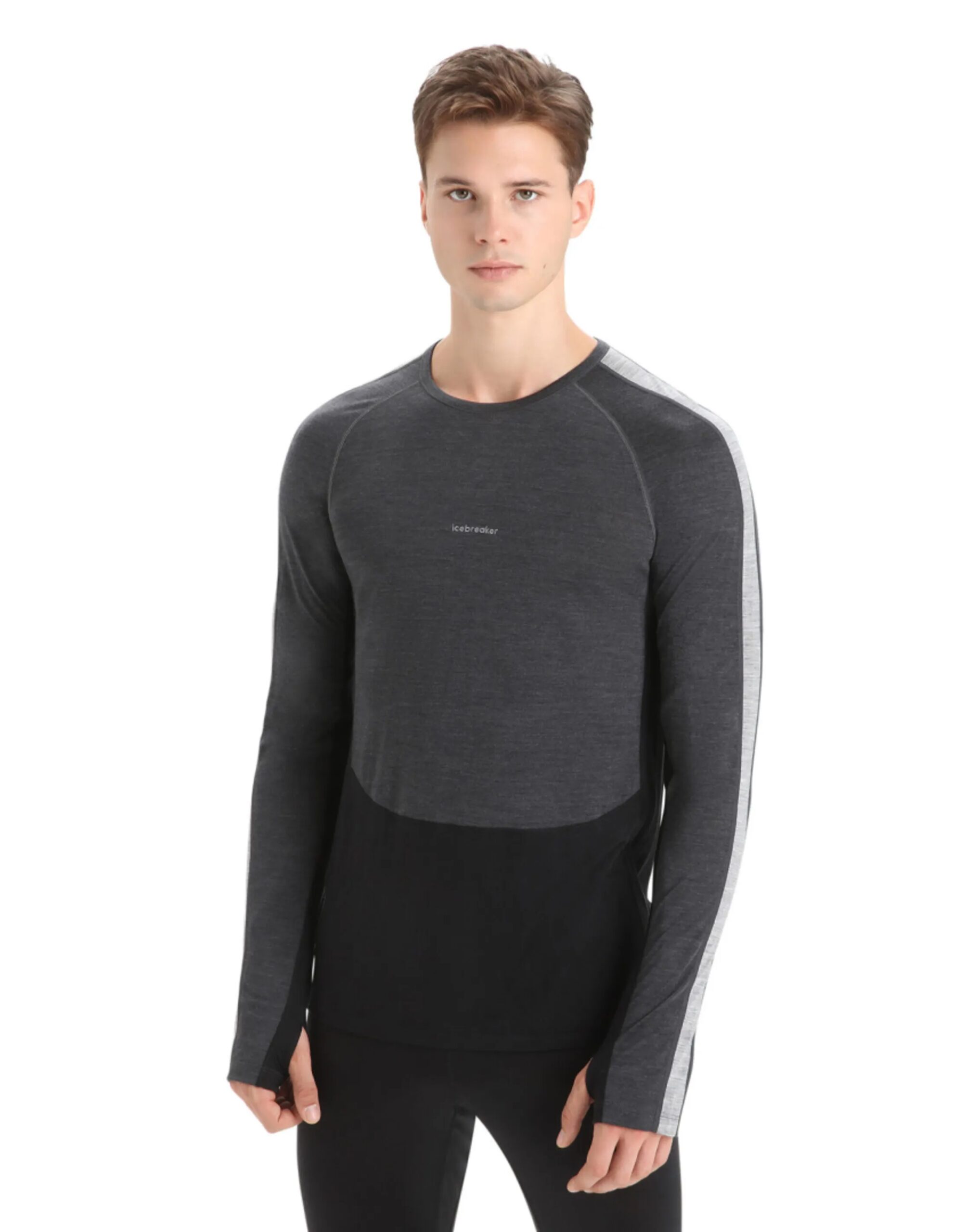 Icebreaker ZoneKnit 125 LS Crewe Top Men´s (Maat – XXL, Kleur – Jet heather/Black)