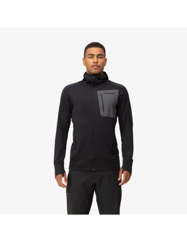 Norrona Falketind Power Grid Zip Hood Heren (Maat - M, Kleur - Caviar black)