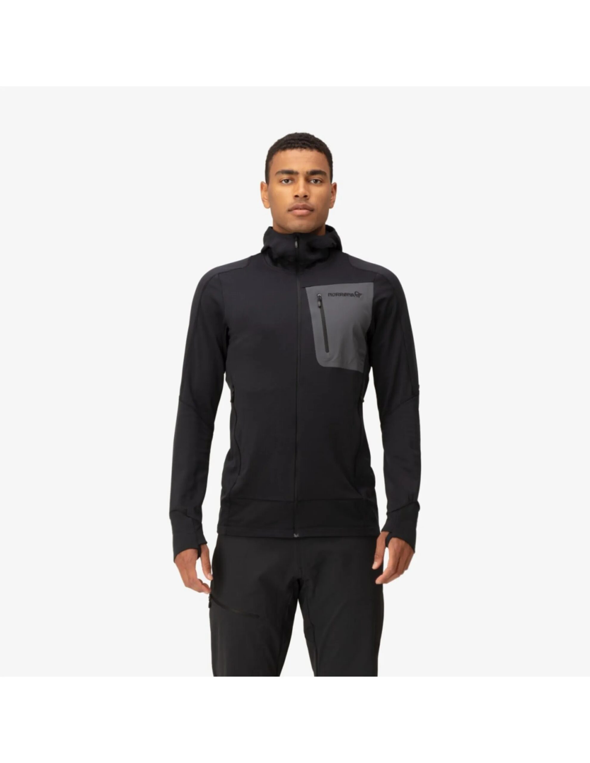 Norrona Falketind Power Grid Zip Hood Heren (Maat – M, Kleur – Caviar black)