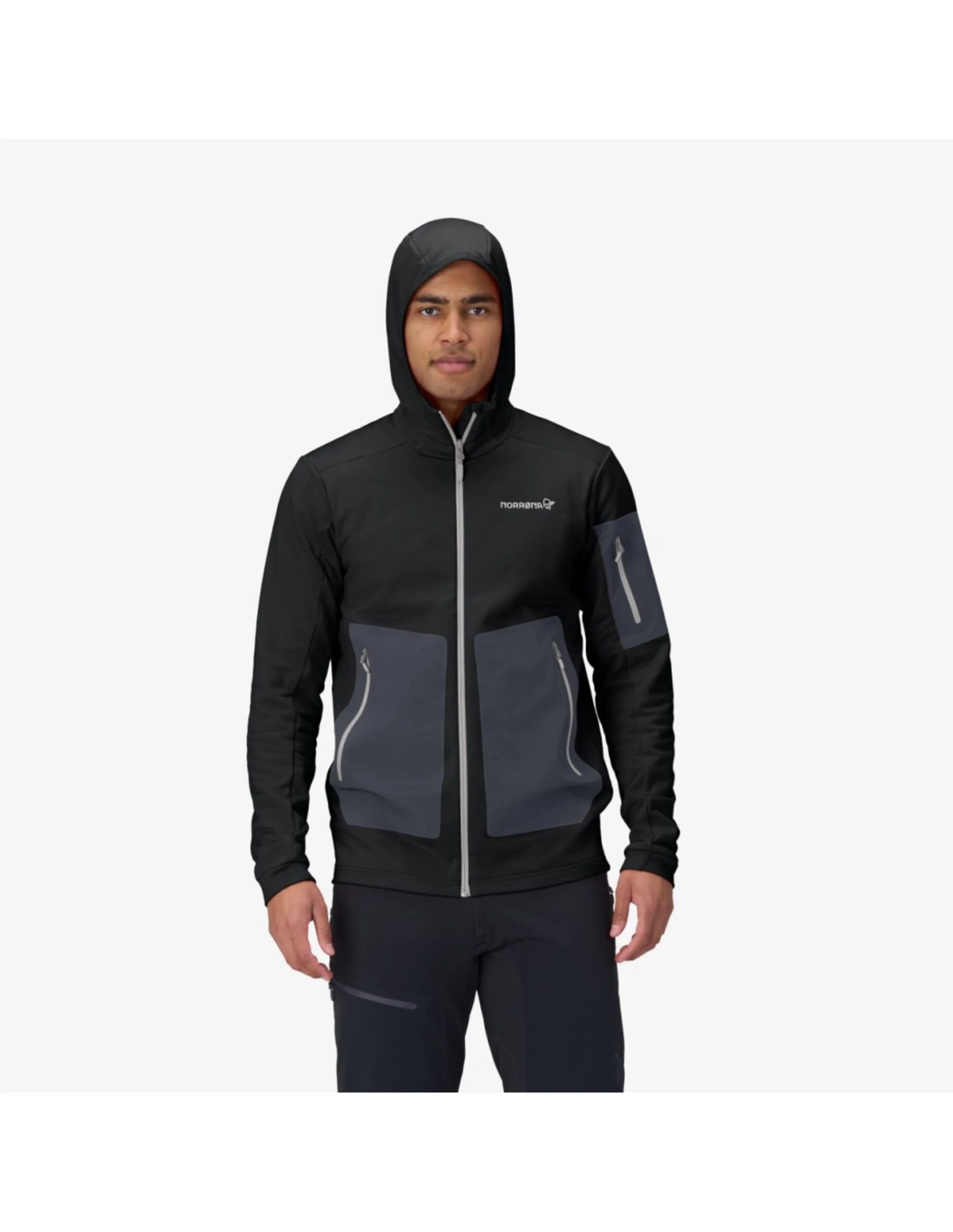 Norrona Falketind Warm2 Stretch Hood Heren (Maat – S, Kleur – Caviar black)