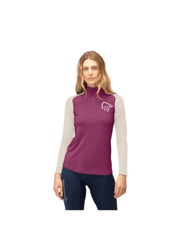 Norrona Women's Femund PureUll Zip Neck (Maat - S, Kleur - Violet Quartz)