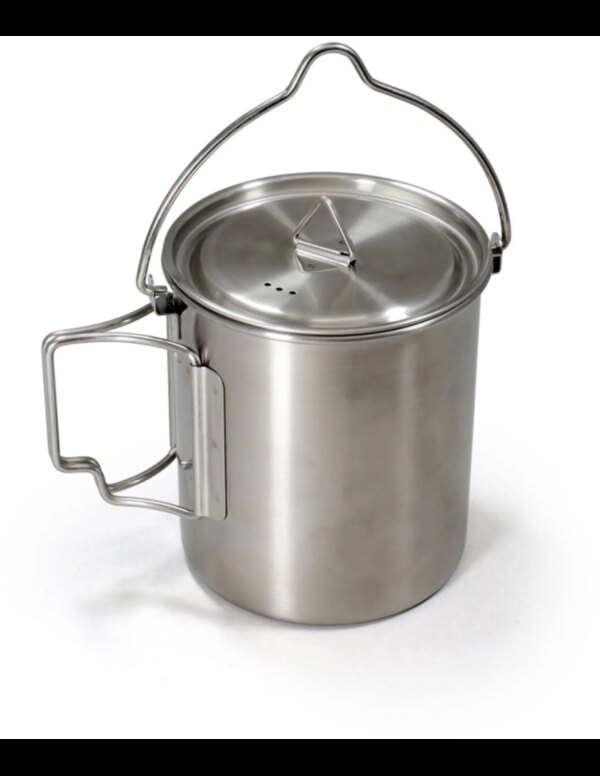 Origin Outdoors Stainless Steel Camping Pot '2 in 1' (Maat - 0,75 L, Kleur - Stainless Steel)
