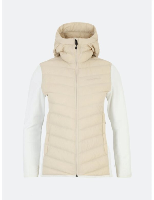 Peak Performance Frost Down Hybrid Hood Jacket Dames (Maat - M, Kleur - Sand Fog/Off White)
