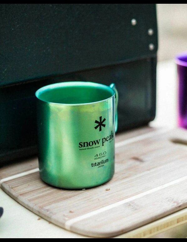 Snowpeak Titanium Dubbelwandige Mok 450ml (Maat - 450ml, Kleur - Ocean Green)