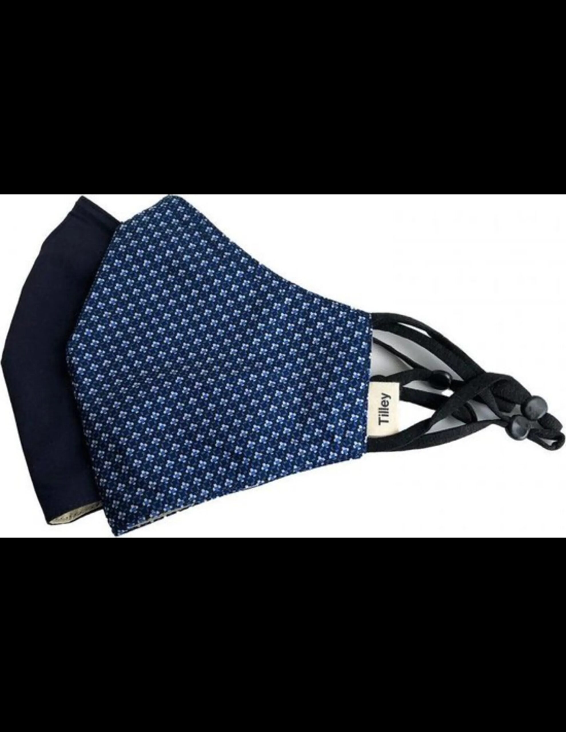 Tilley 100% Cotton Face Mask 2 Stuks (Maat – One Size, Kleur – Navy print / Solid mid blue)