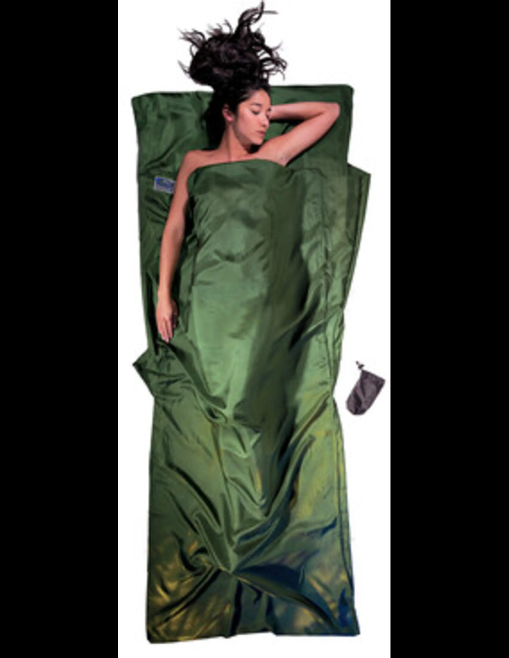 Travelsheet, 100% Silk (Maat – 220 x 90 cm, Kleur – Dark olive green)