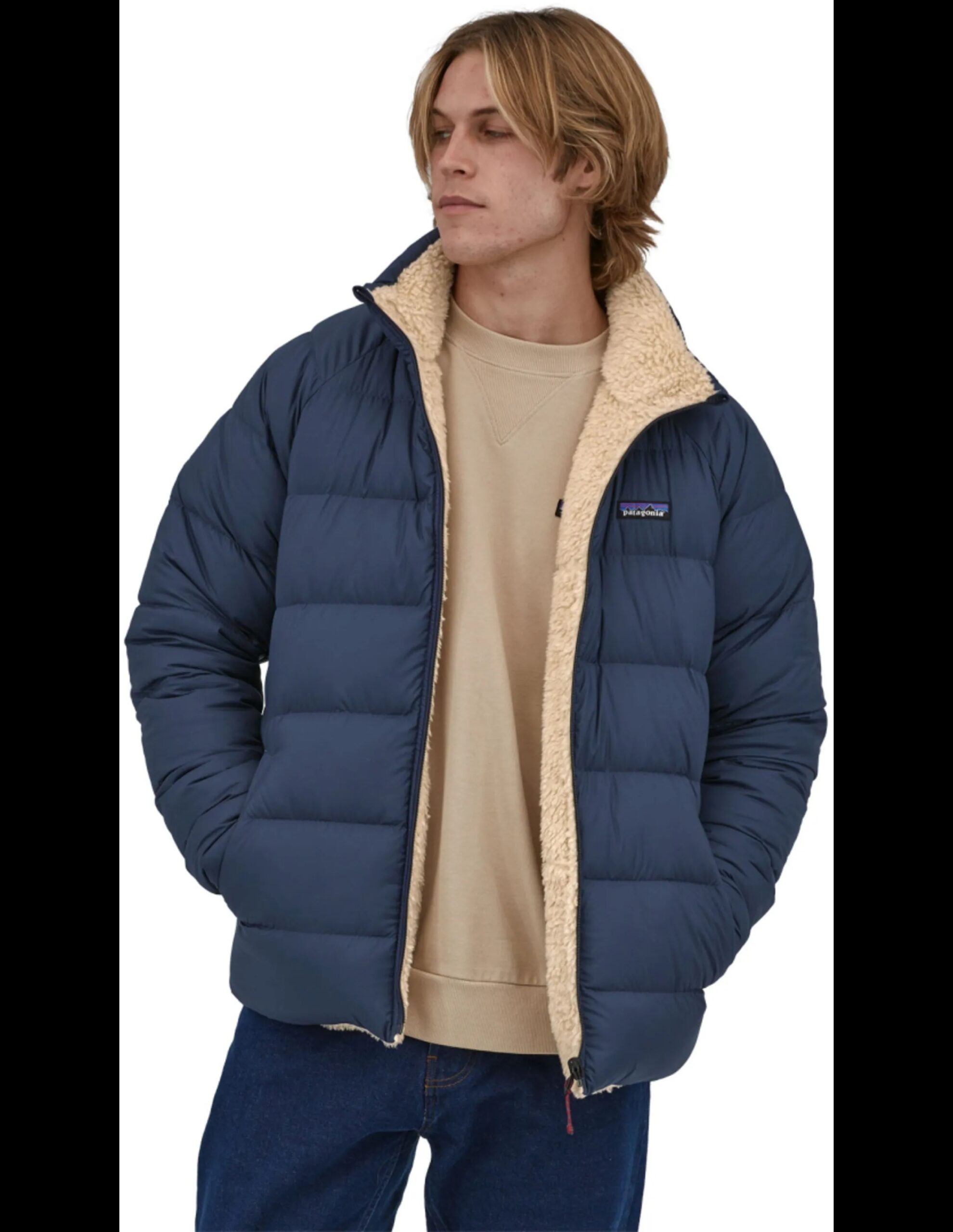 Patagonia Reversible Silent Down Jacket Heren (Maat – M, Kleur – New Navy)